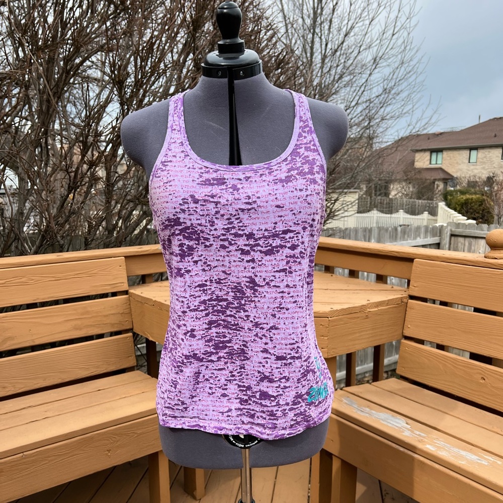 VINTAGE Zumba Burnout Tank with Shredded Back Purple L